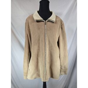 Sz XL Unlisted by Kenneth Cole Womens Faux Suede JACKET Camel Brown Preowned
